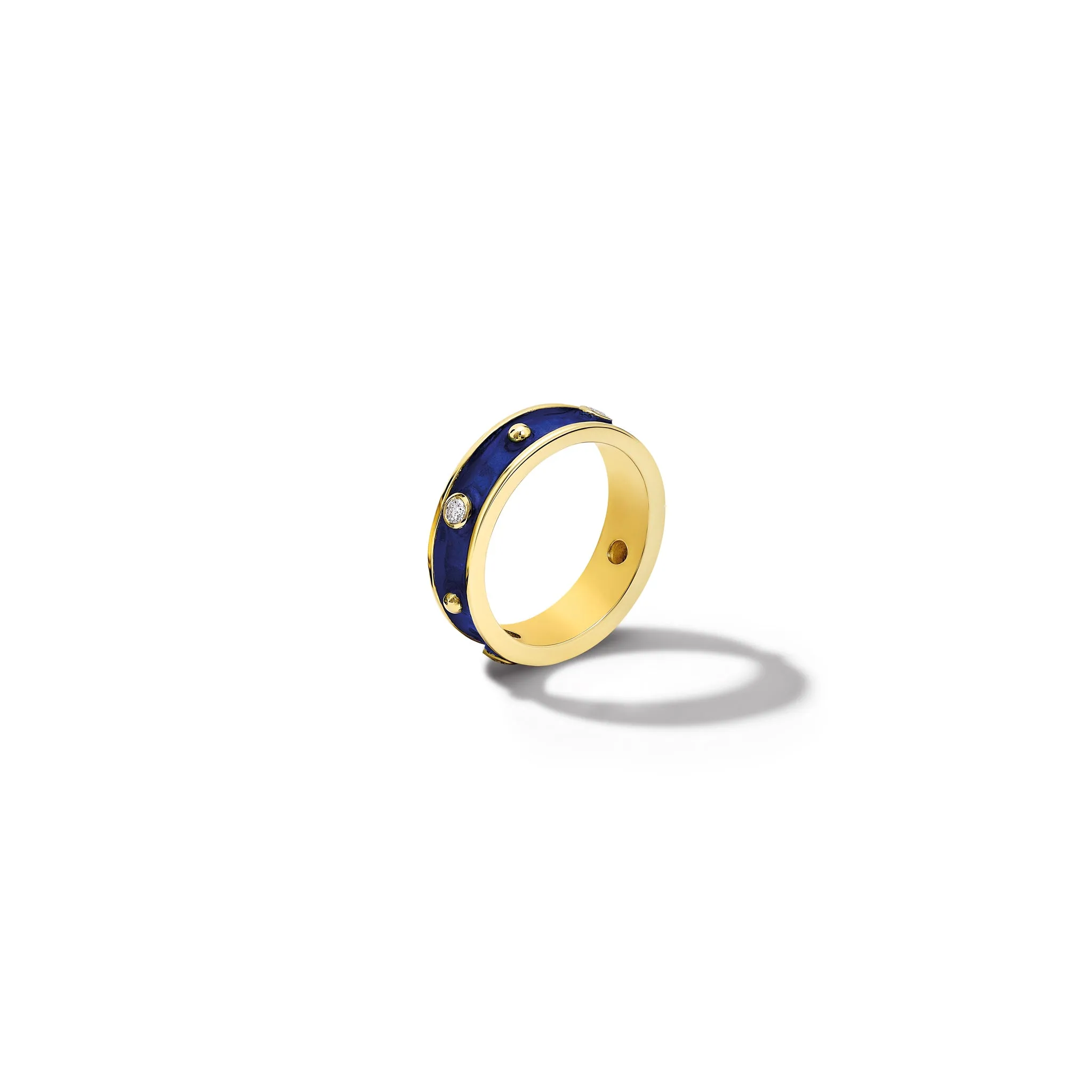 Decimus Ring 18ct Yellow Gold - Dark Blue Enamel & Diamond