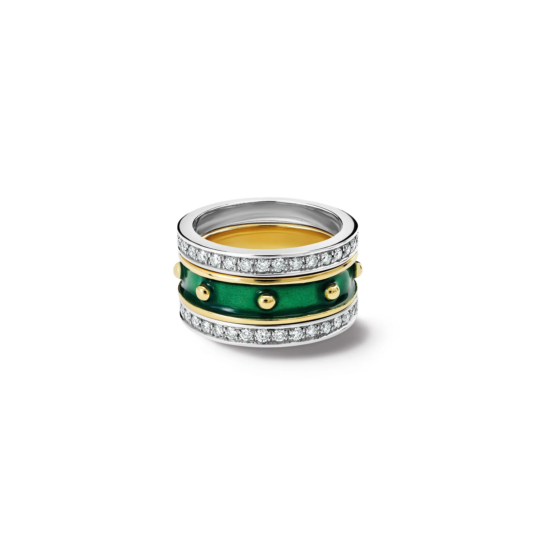 Decimus Ring 18ct Yellow Gold - Emerald Green Enamel