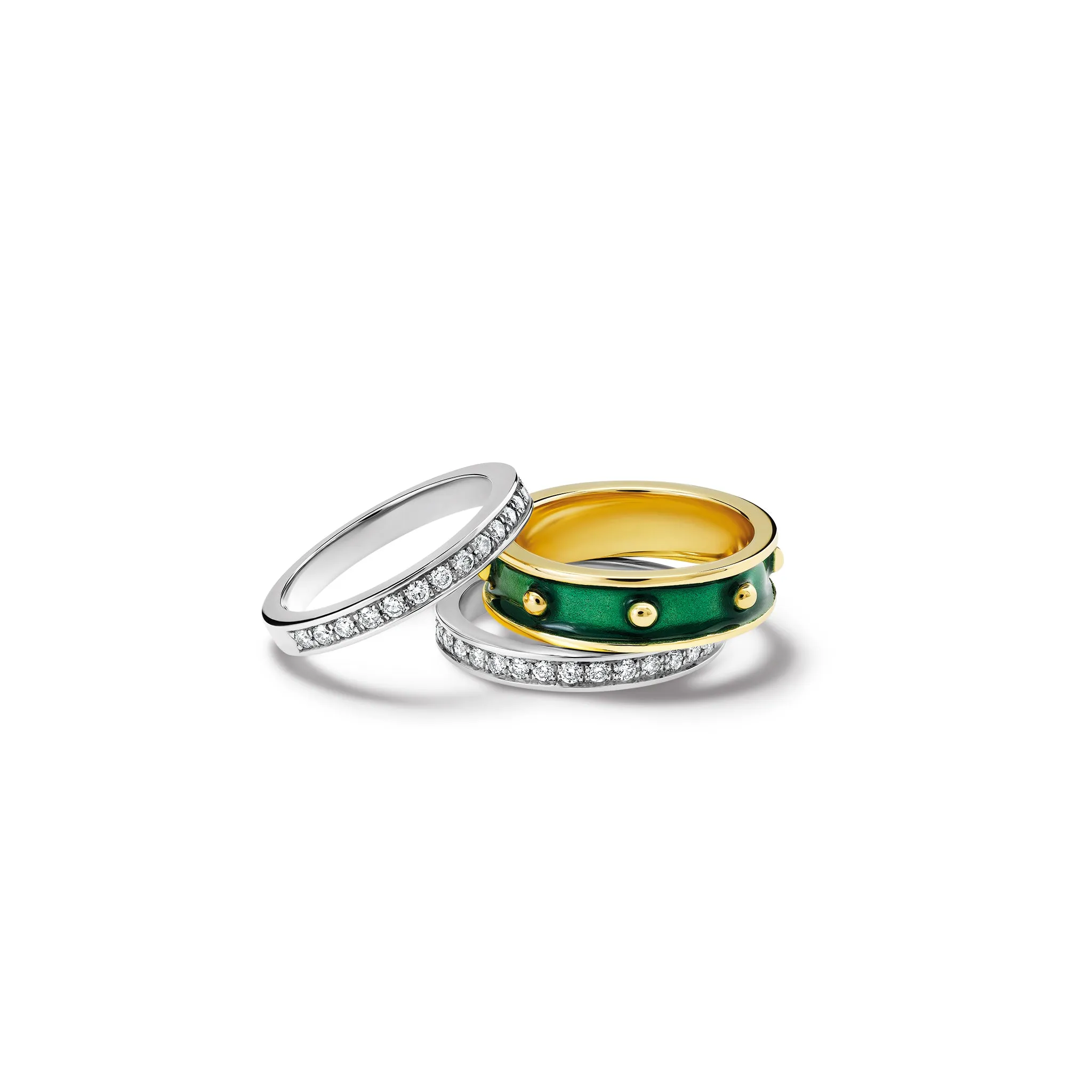 Decimus Ring 18ct Yellow Gold - Emerald Green Enamel