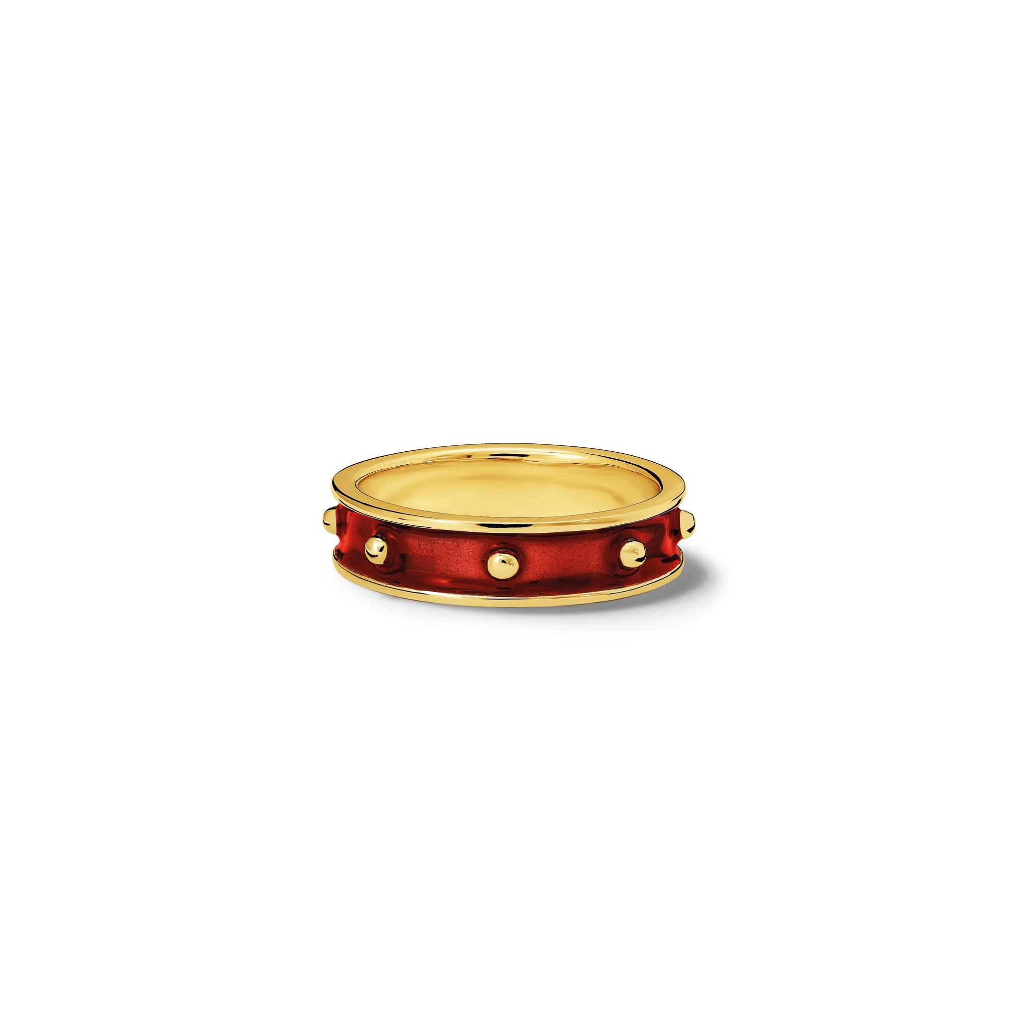 Decimus Ring 18ct Yellow Gold - Red Enamel