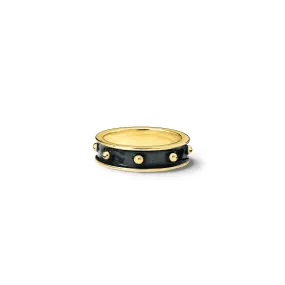 Decimus Ring Yellow Gold - Black Enamel