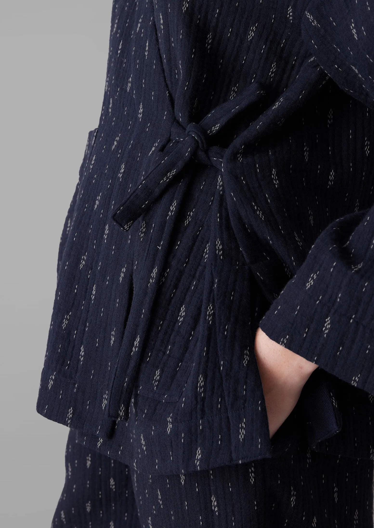 Dobby Cotton Lounge Jacket | Indigo Blue