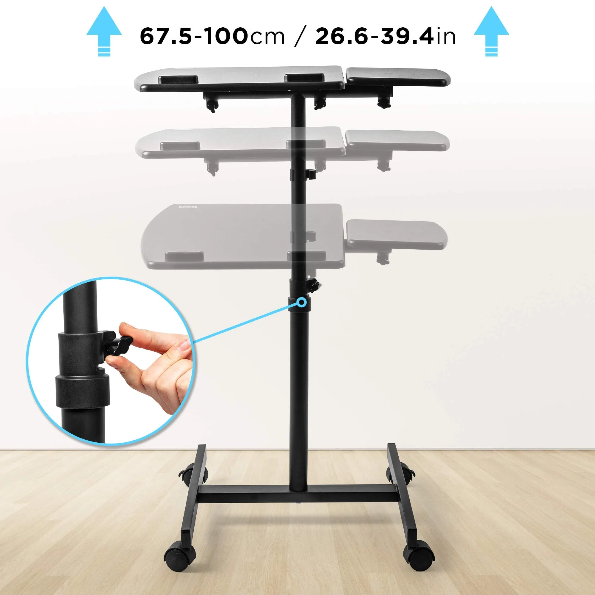 Duronic Projector Stand / Sit-Stand Desk WPS17 | Portable Ergonomic Desk for Laptop | Multi-Use Video Projector Floor Table | Adjustable Height | 2-Way Tilt | 10kg Capacity