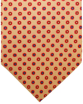 E. Marinella Silk Tie Classic Orange Taupe Red Mini Flowers SALE