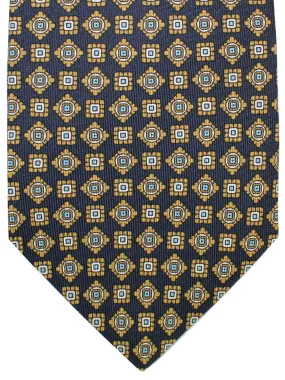 E. Marinella Tie Navy Taupe Blue Geometric