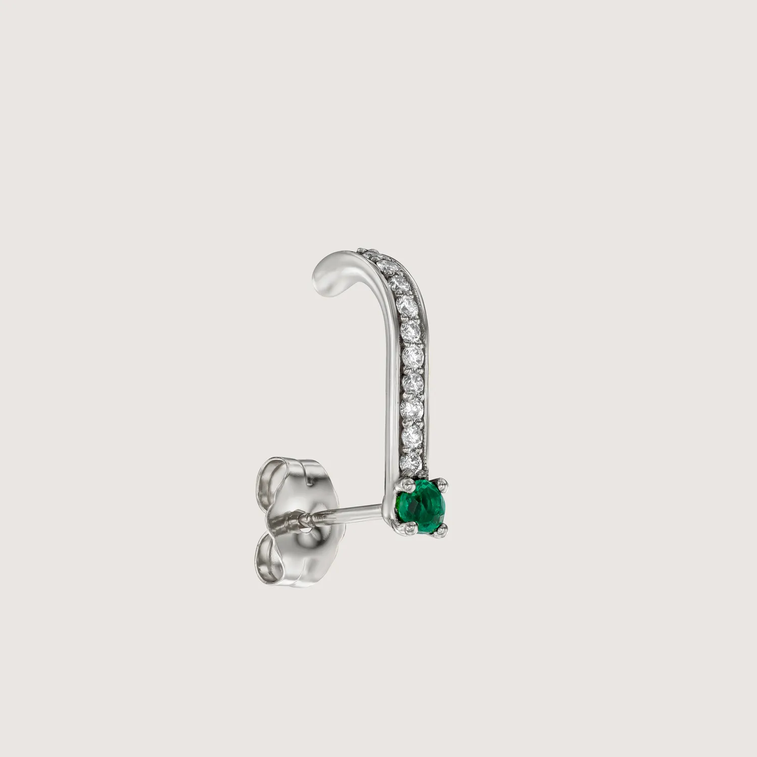 Earring 13 - Emerald & White Diamonds