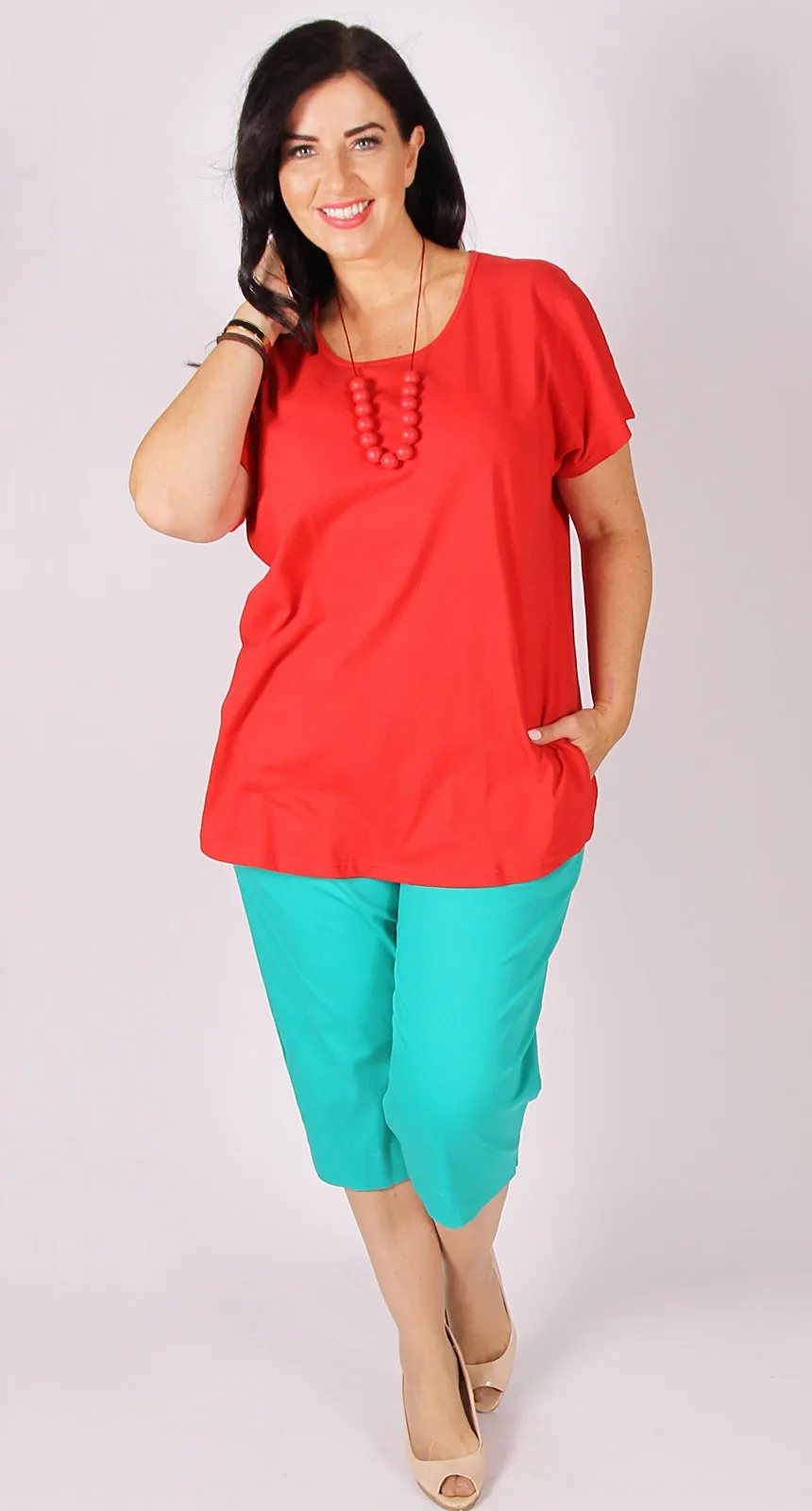 Easy Cotton Shell Top Red