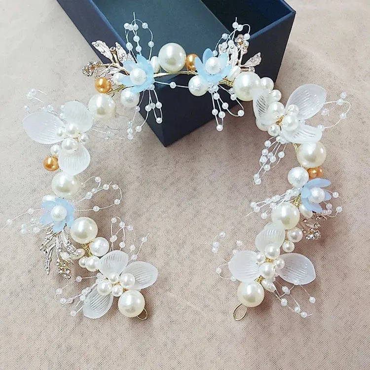 Elegant Bridal Headband Imitated Pearl Vine Floral Crystal Garland Hair Bands Wedding Princess Bride Head Hoop Hair Accessories