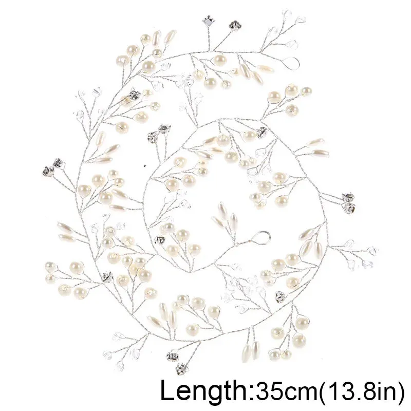 Elegant Bridal Headband Imitated Pearl Vine Floral Crystal Garland Hair Bands Wedding Princess Bride Head Hoop Hair Accessories