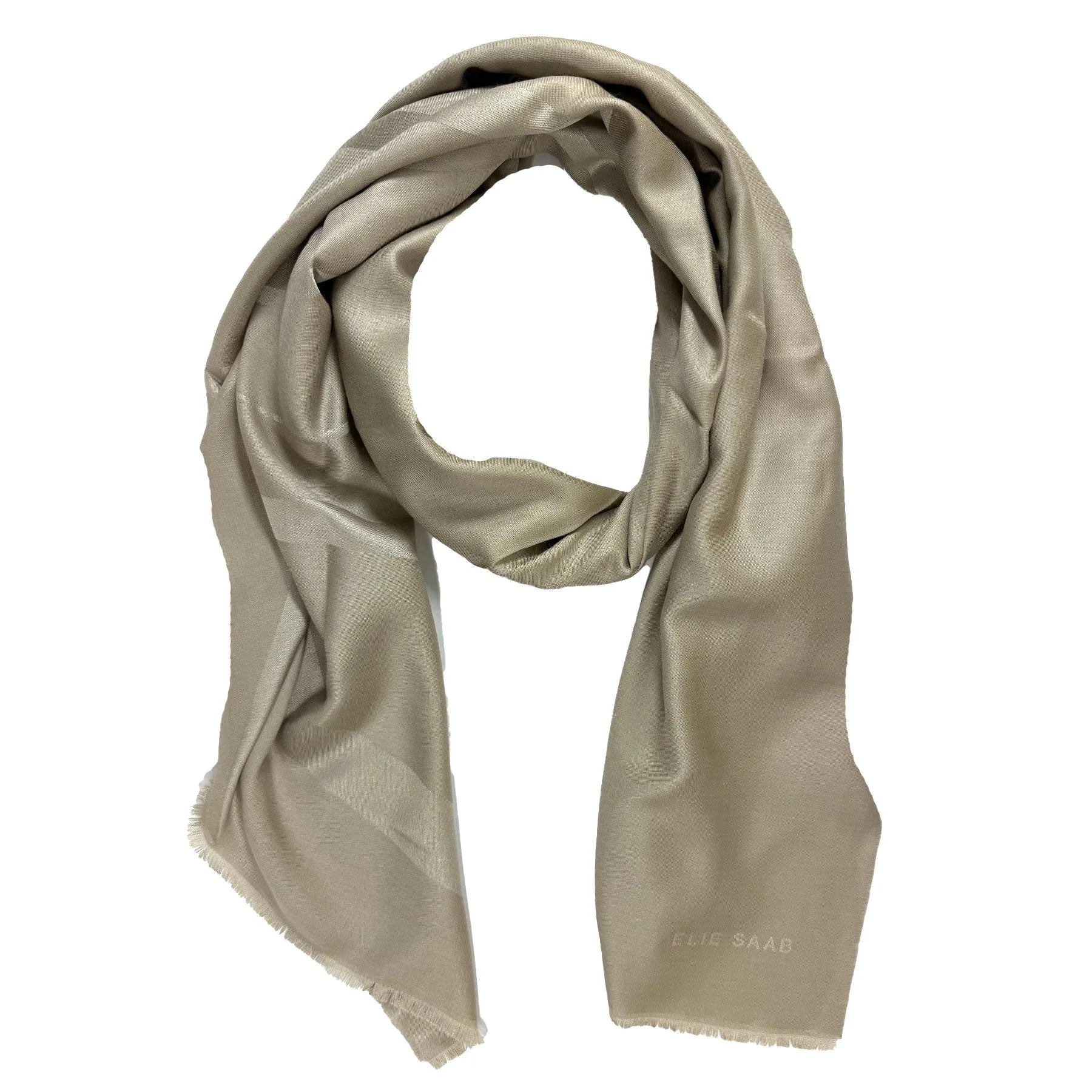 Elie Saab Scarf Taupe - Luxury Wool Silk Designer Shawl