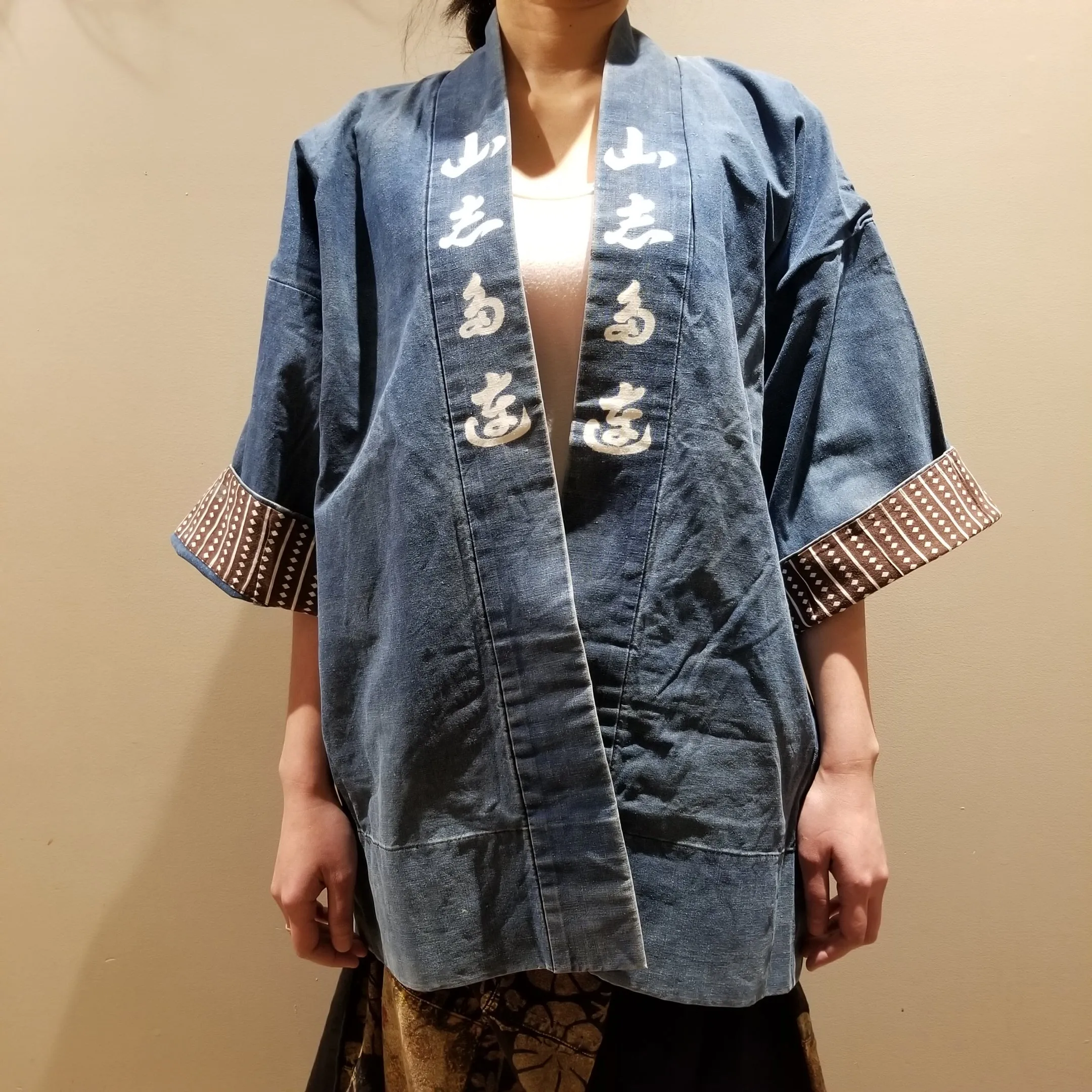 Faded Aizome Indigo Vintage Yamashi Hanten with inside pockets