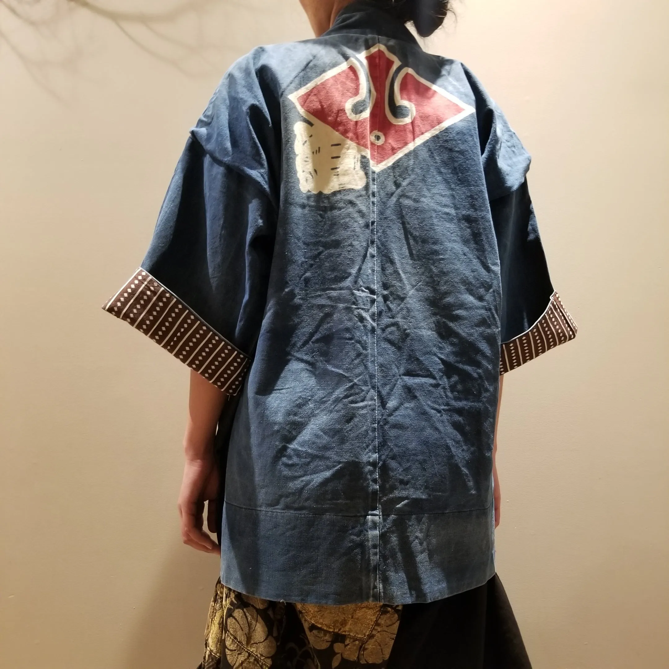 Faded Aizome Indigo Vintage Yamashi Hanten with inside pockets