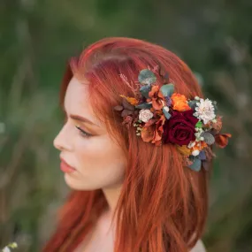 Fall burnt orange and burgundy comb