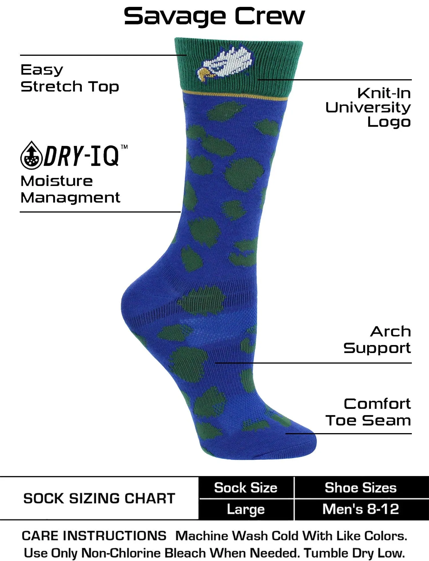 Florida Gulf Coast Eagles Socks Womens Savage Crew Socks