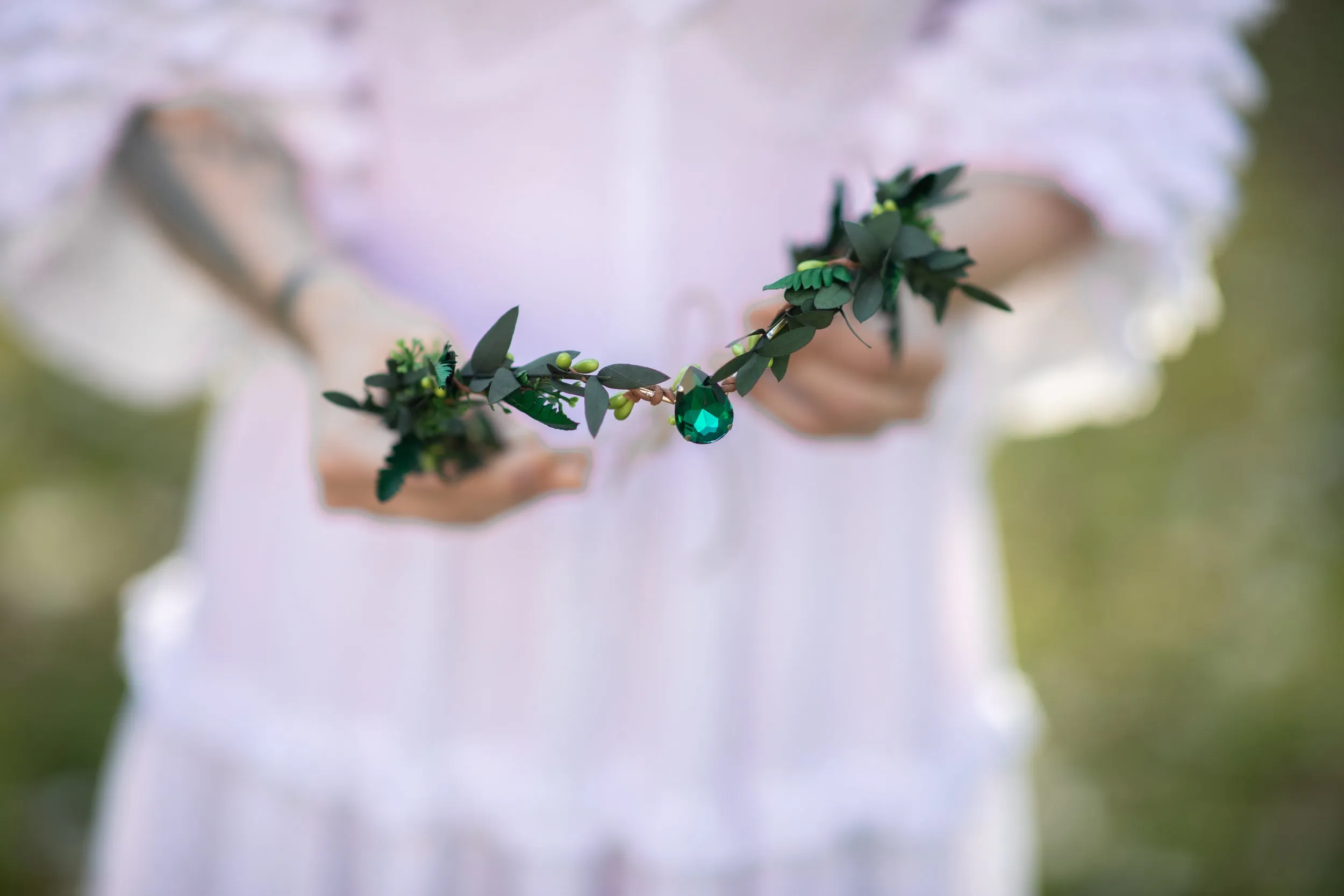 Greenery elf flower crown Wedding tiara Natural bridal elven tiara Wedding 2021 Elegant Glam bride Handmade Fairytale wedding Forest bride