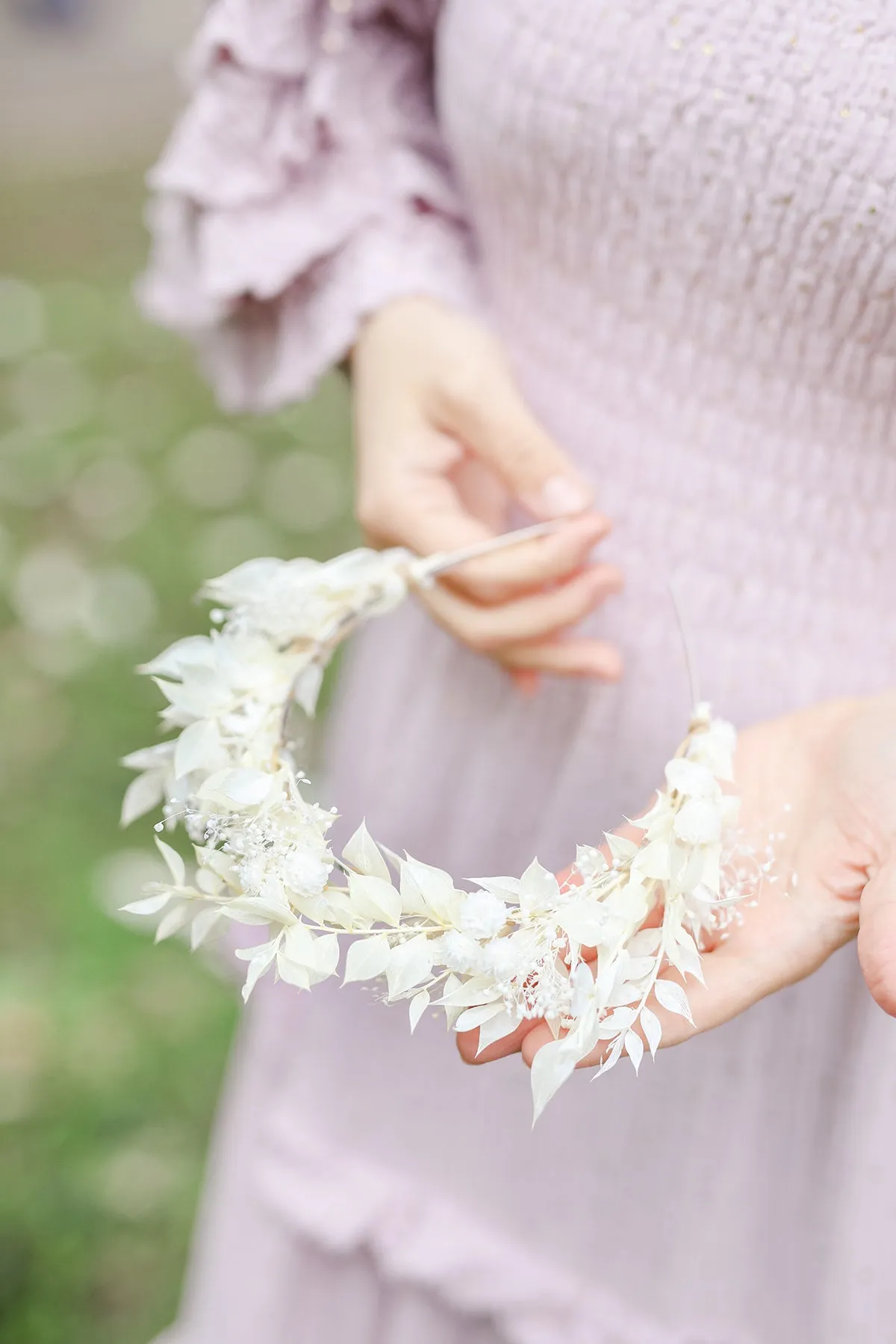 Ivory bridal headband Flower wedding headpiece Cream flower hair crown Boho flower headband Magaela Preserved Ivory and white headband