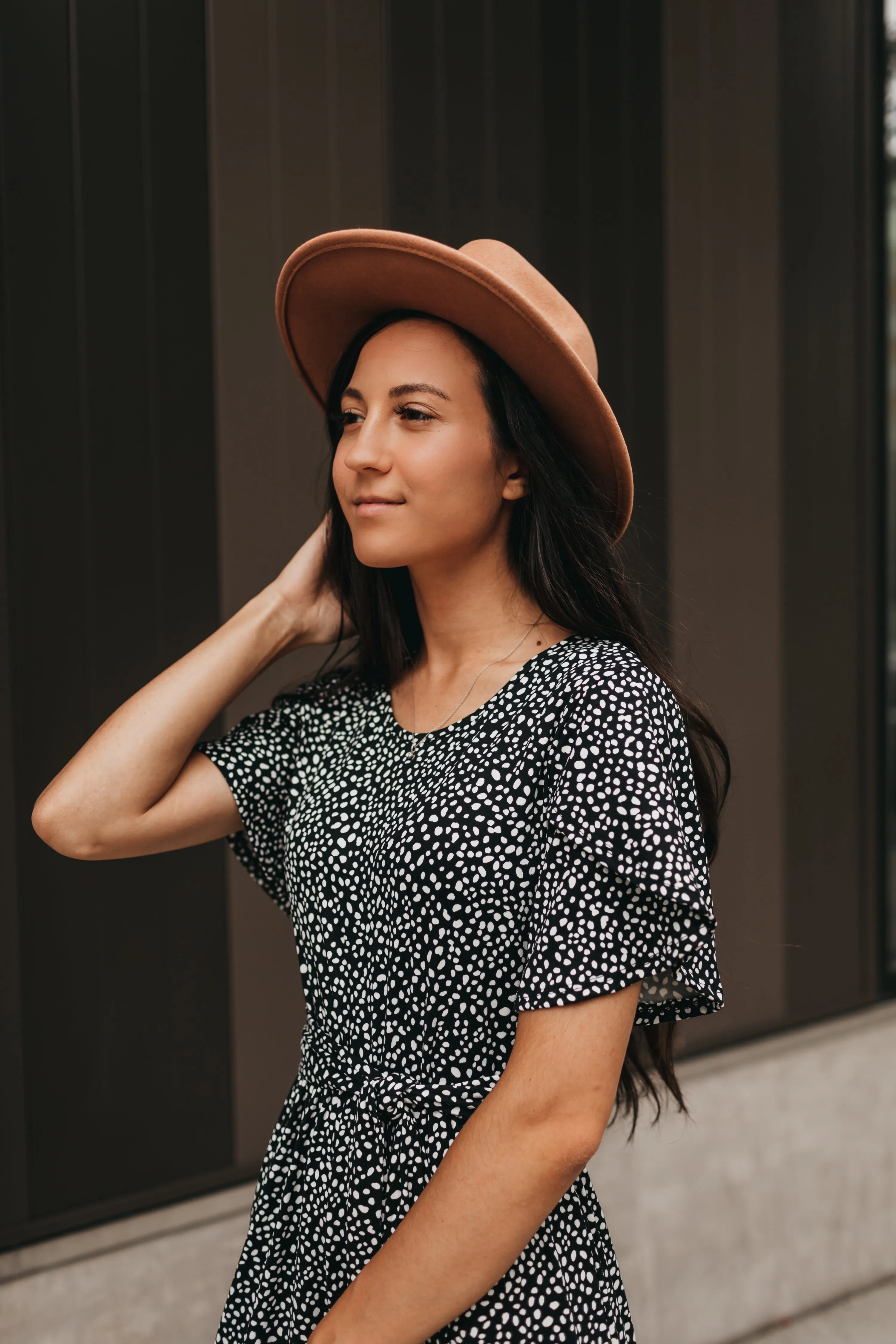 Ivy Dotted Dress in Black