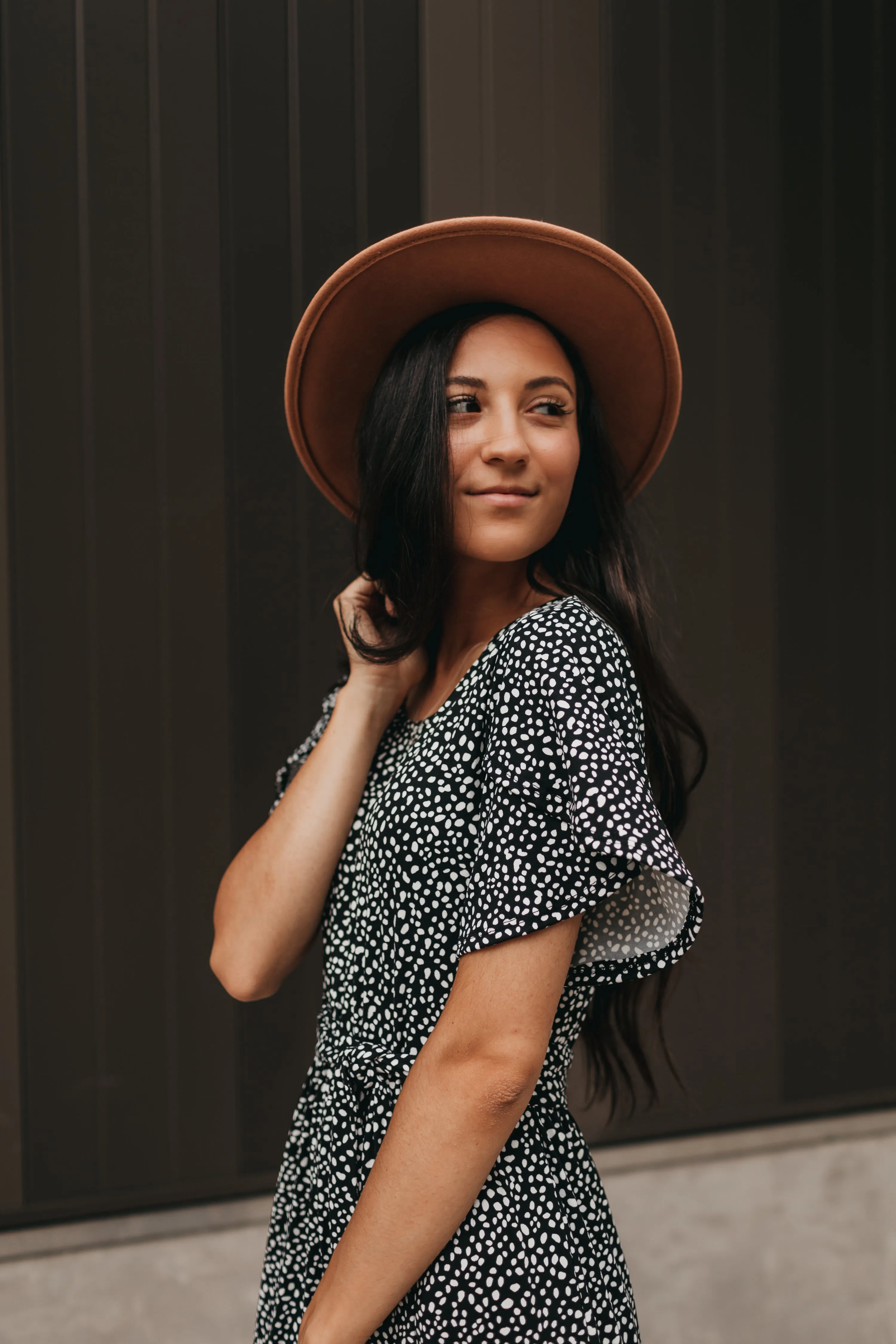 Ivy Dotted Dress in Black