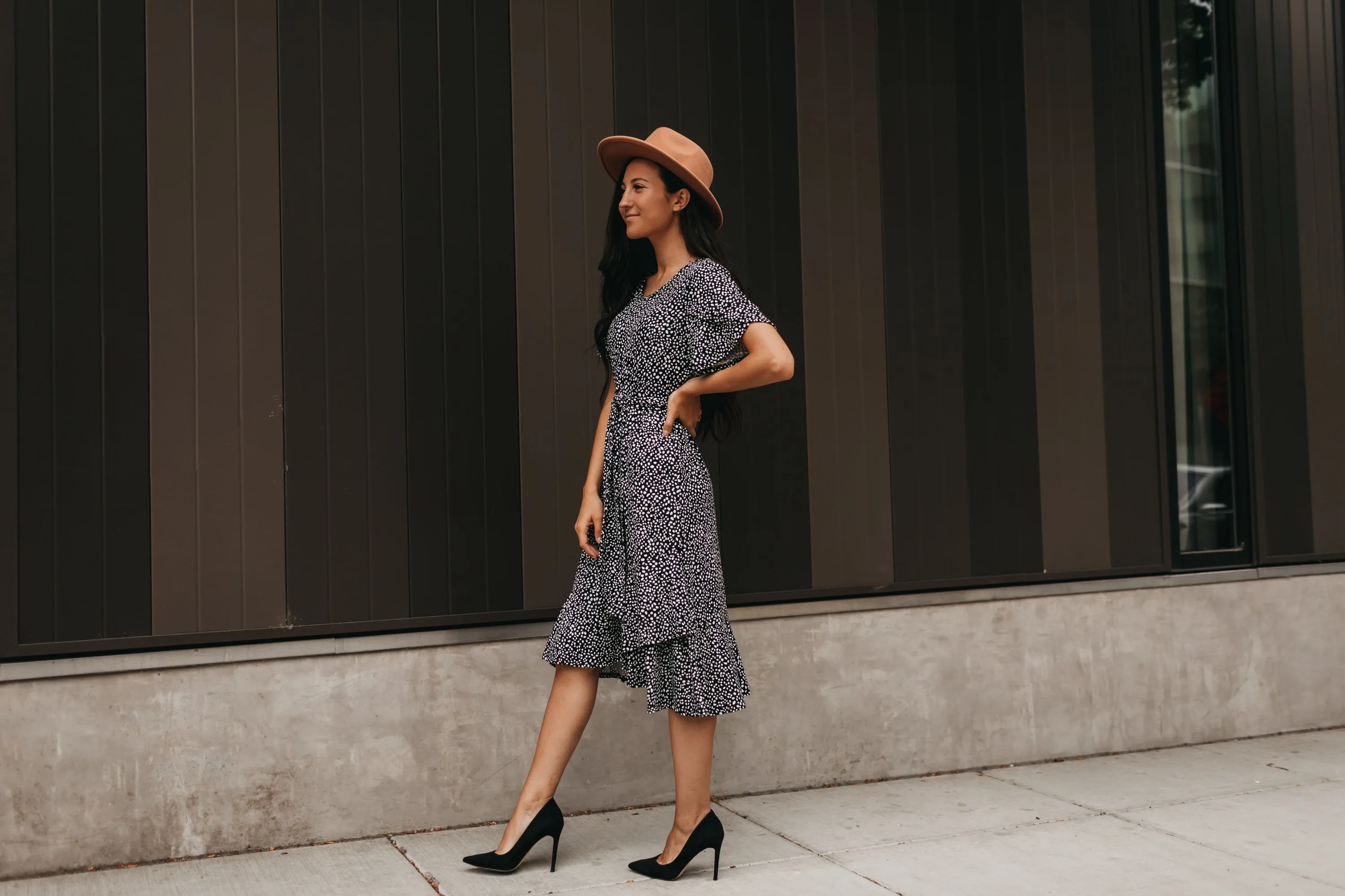 Ivy Dotted Dress in Black