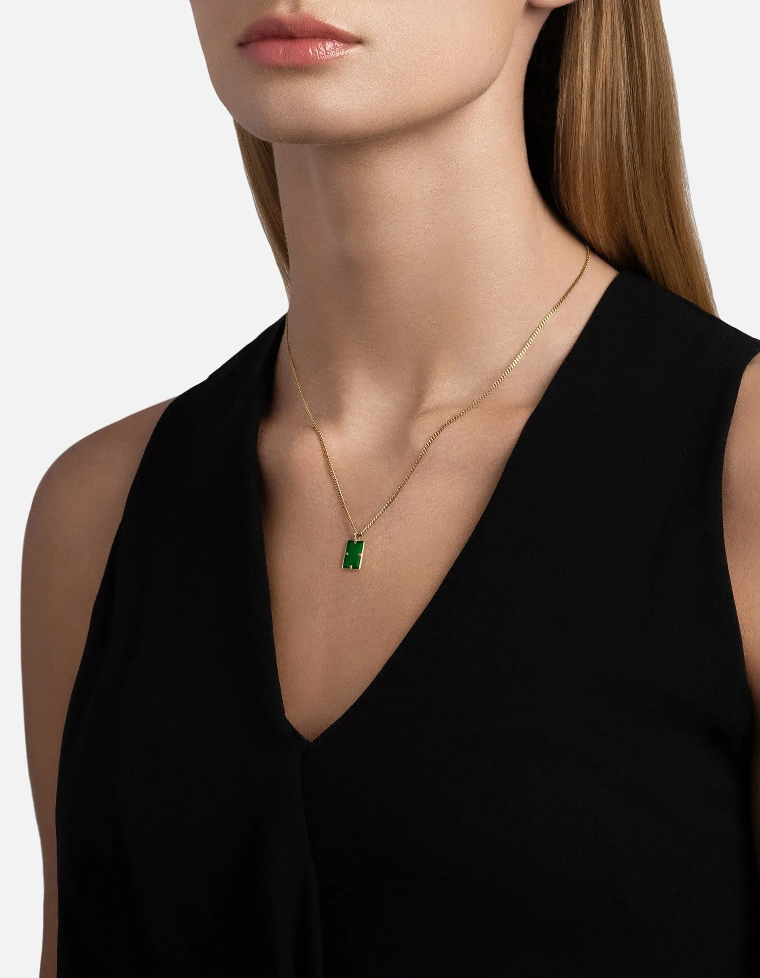 Lennox Necklace, Gold Vermeil/Green