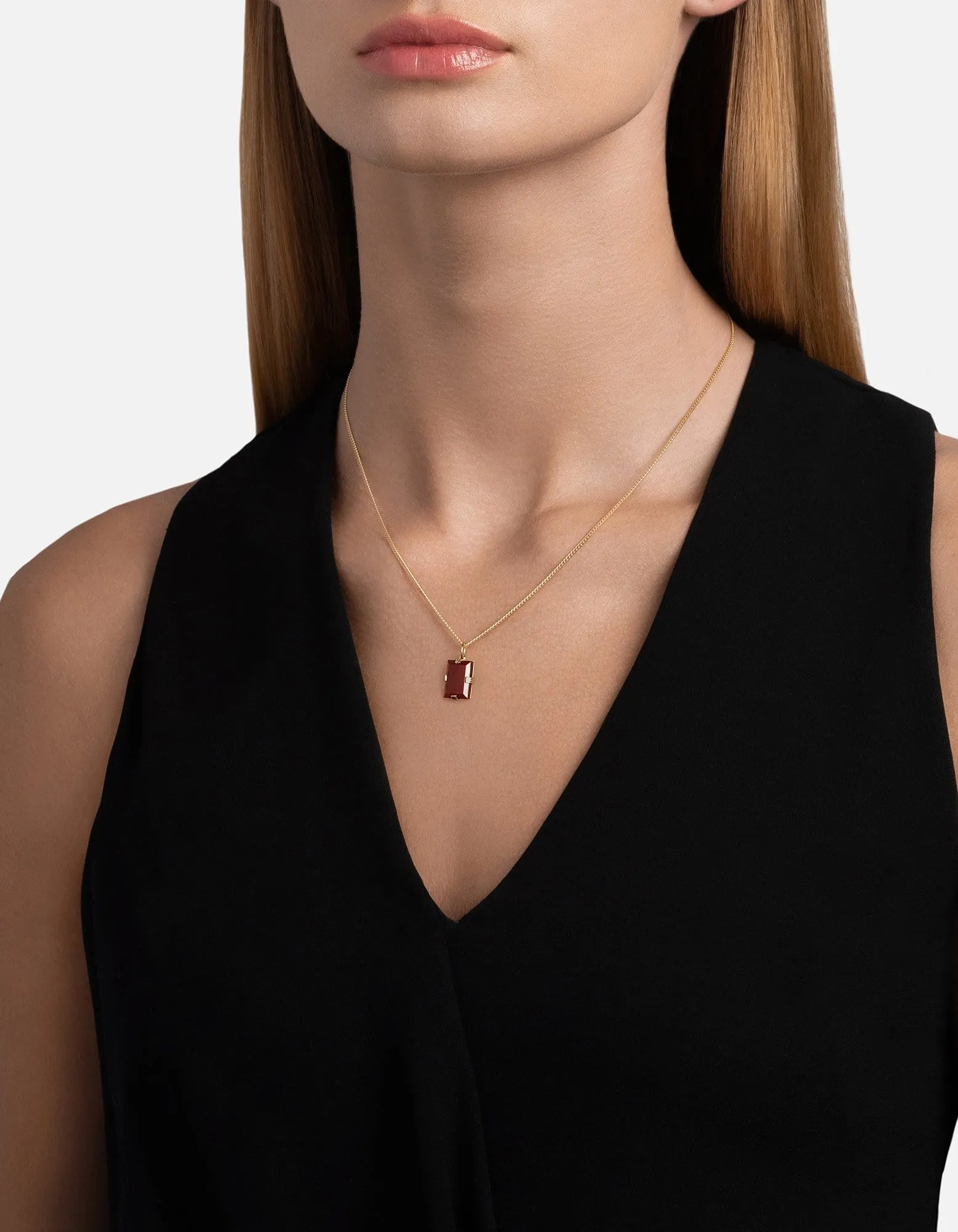 Lennox Red Agate Necklace, Gold Vermeil