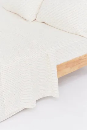 Linen Flat Sheet Tobacco Pinstripe