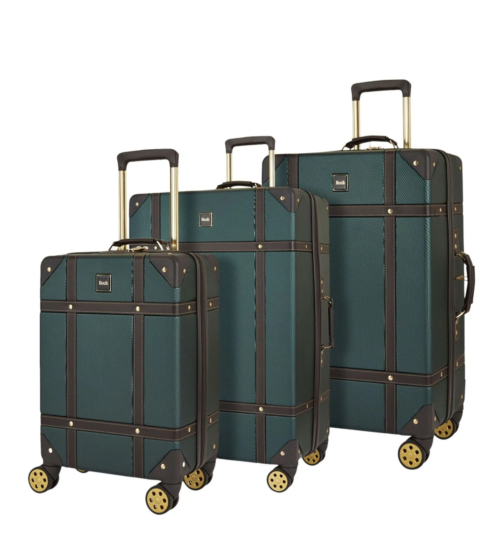 Luggage Suitcase Travel Bag Carry On Hand Cabin Check in Hard-Shell 4 Spinner Wheels Trolley Set | Vintage