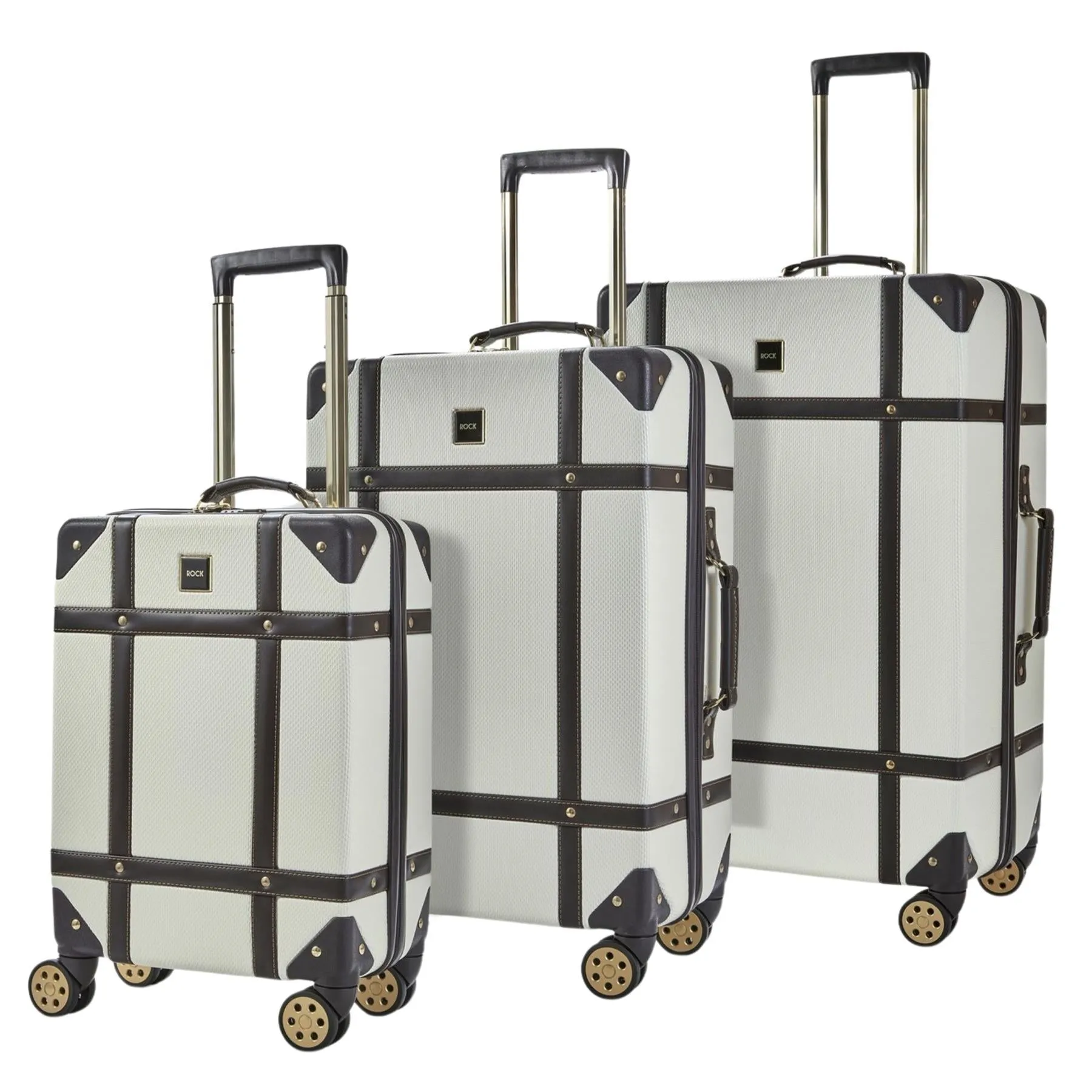 Luggage Suitcase Travel Bag Carry On Hand Cabin Check in Hard-Shell 4 Spinner Wheels Trolley Set | Vintage