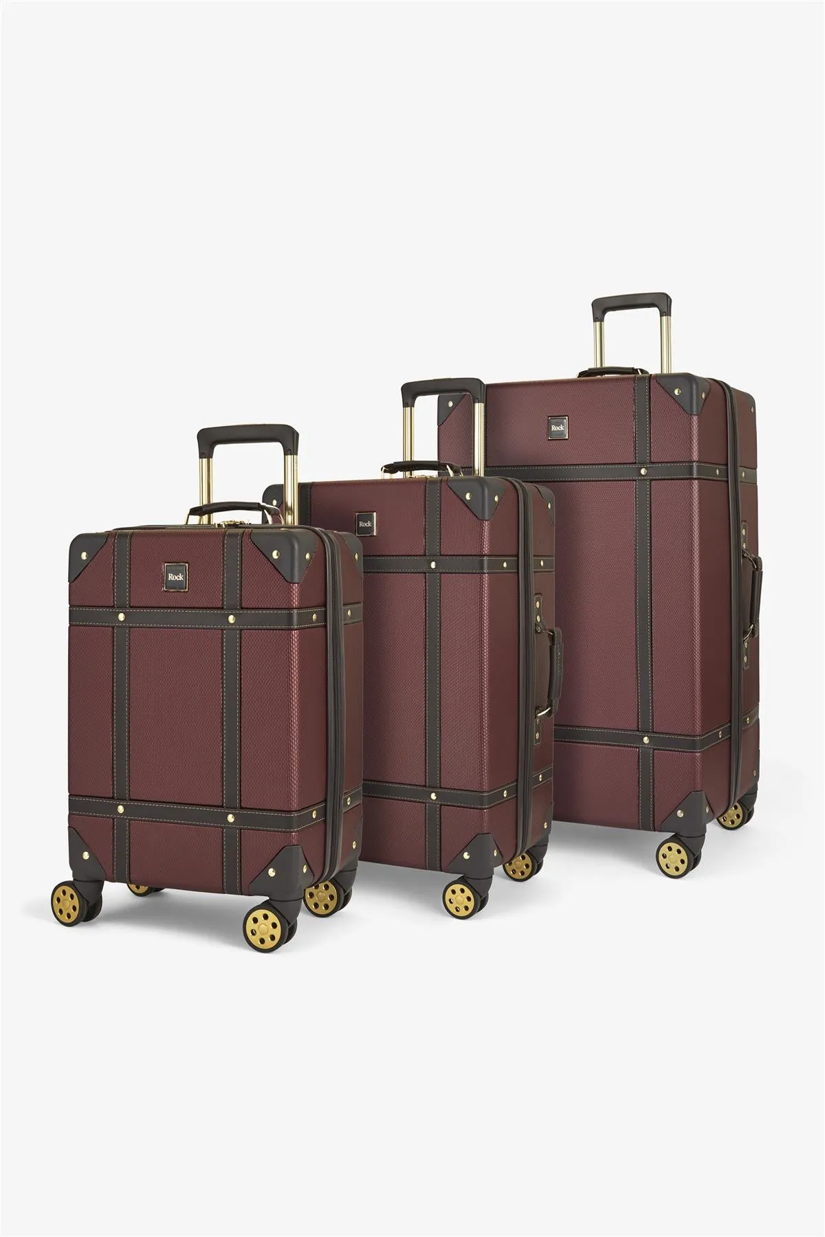 Luggage Suitcase Travel Bag Carry On Hand Cabin Check in Hard-Shell 4 Spinner Wheels Trolley Set | Vintage