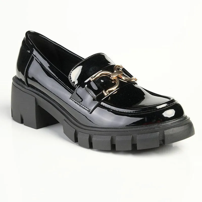 Madison Phoebe Heeled Loafer - Black