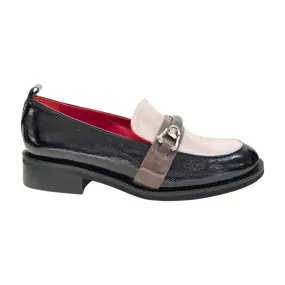 Marco Moreo Black Taupe  Patent Leather Loafer  GF205