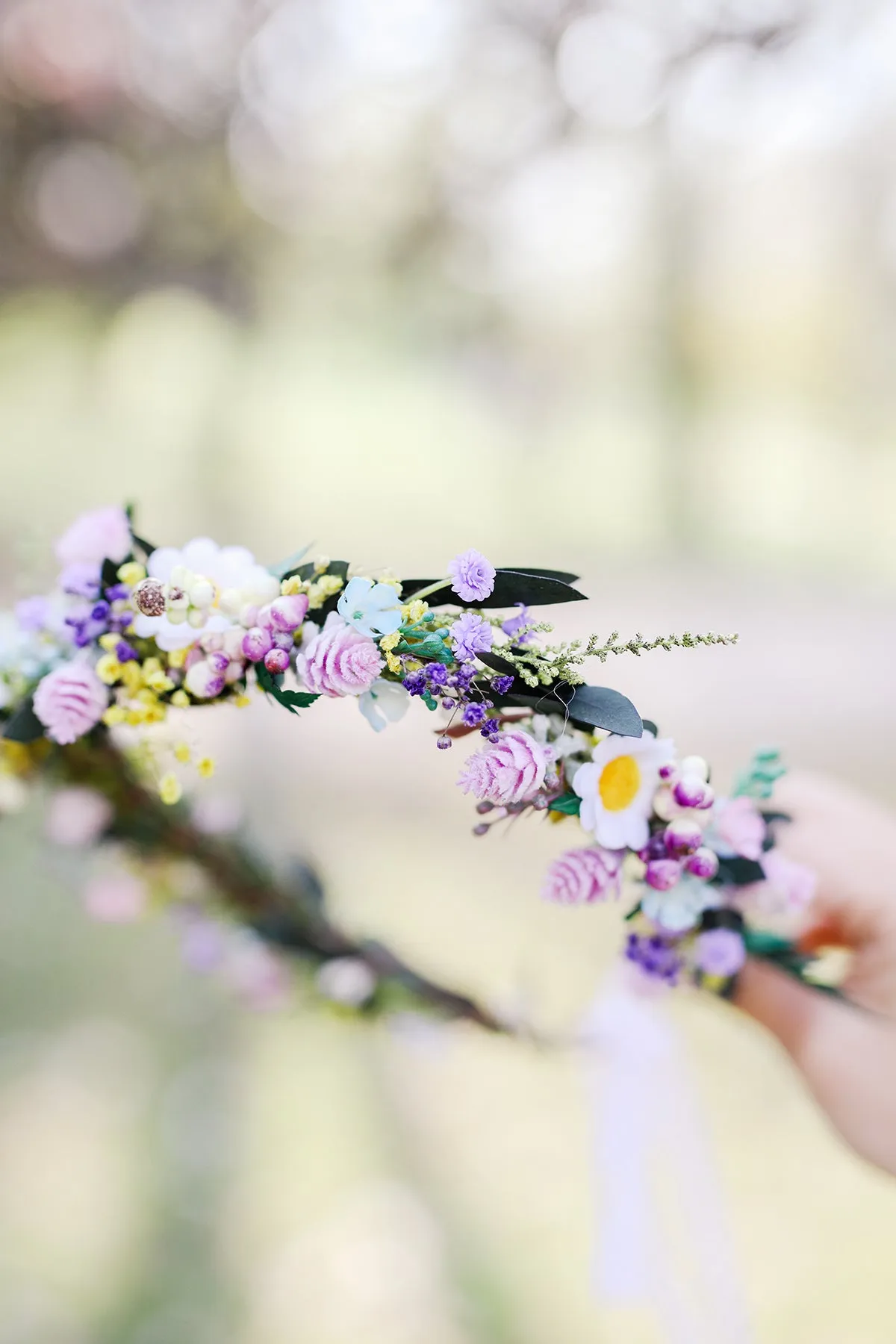 Meadow daisy flower crown Wedding hair wreath Natural spring summer flower headpiece for bride Wildflowers colourful flower crown Magaela