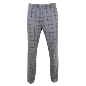 Mens Herringbone Vintage Retro Check Wool Trousers Blinders