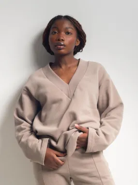 MESON v-neck taupe sweatshirt