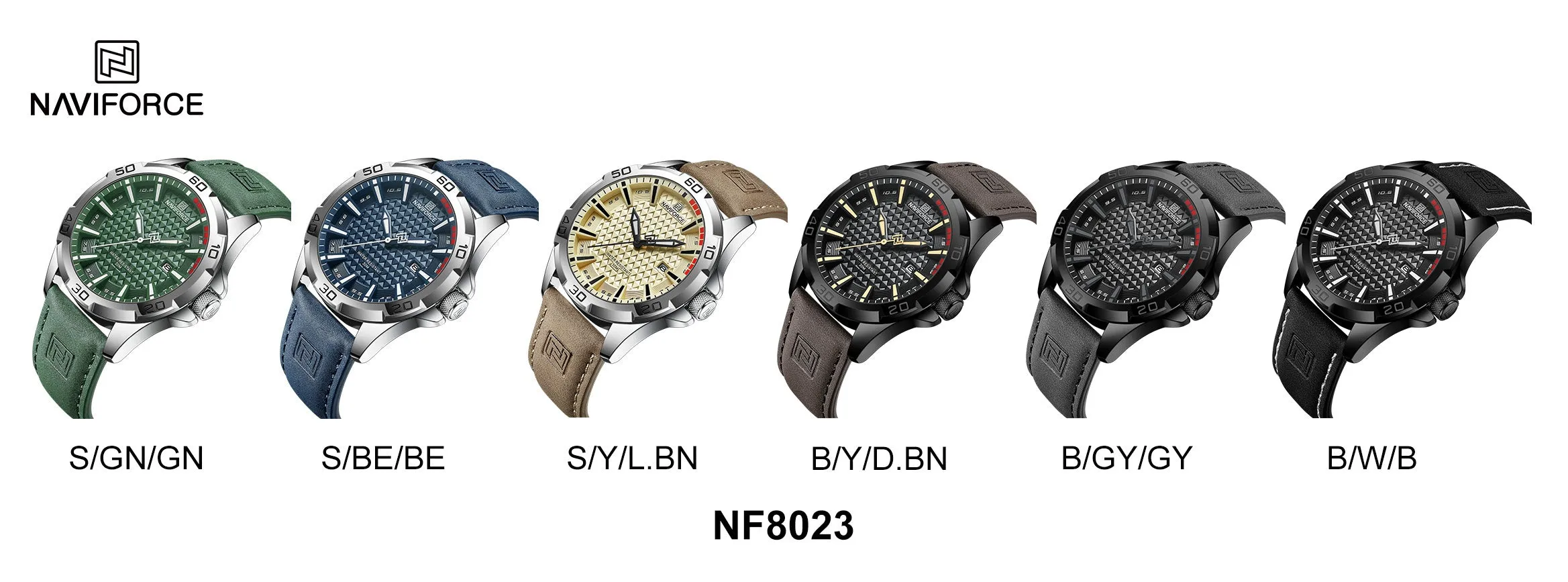 NAVIFORCE Casual Sport Watches for Men Top Brand Luxury Military Leather Wrist Watch Man Clock Fashion Quartz Men Watch Relogio NF8023