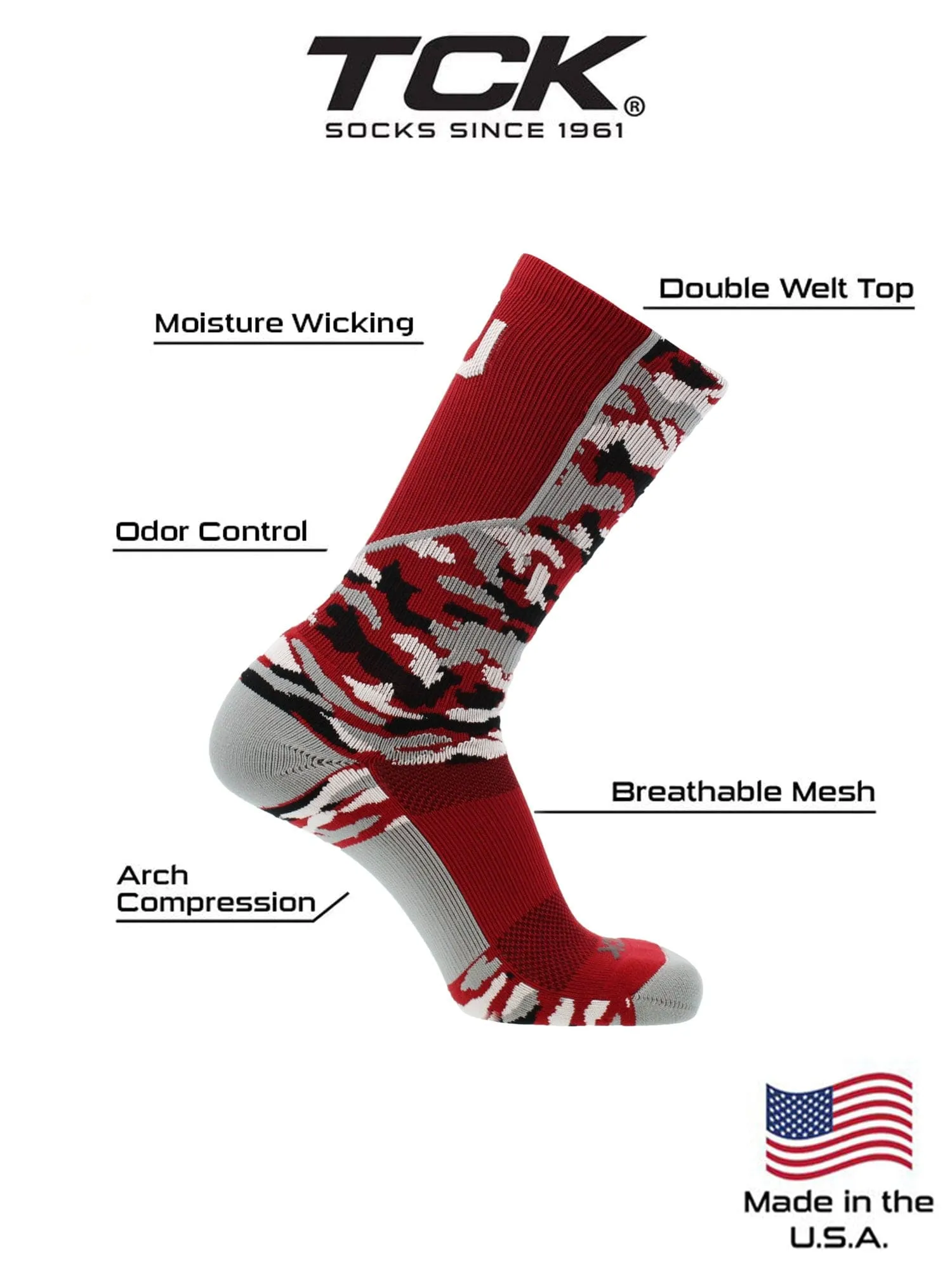 Oklahoma Sooners Woodland Camo Crew Socks