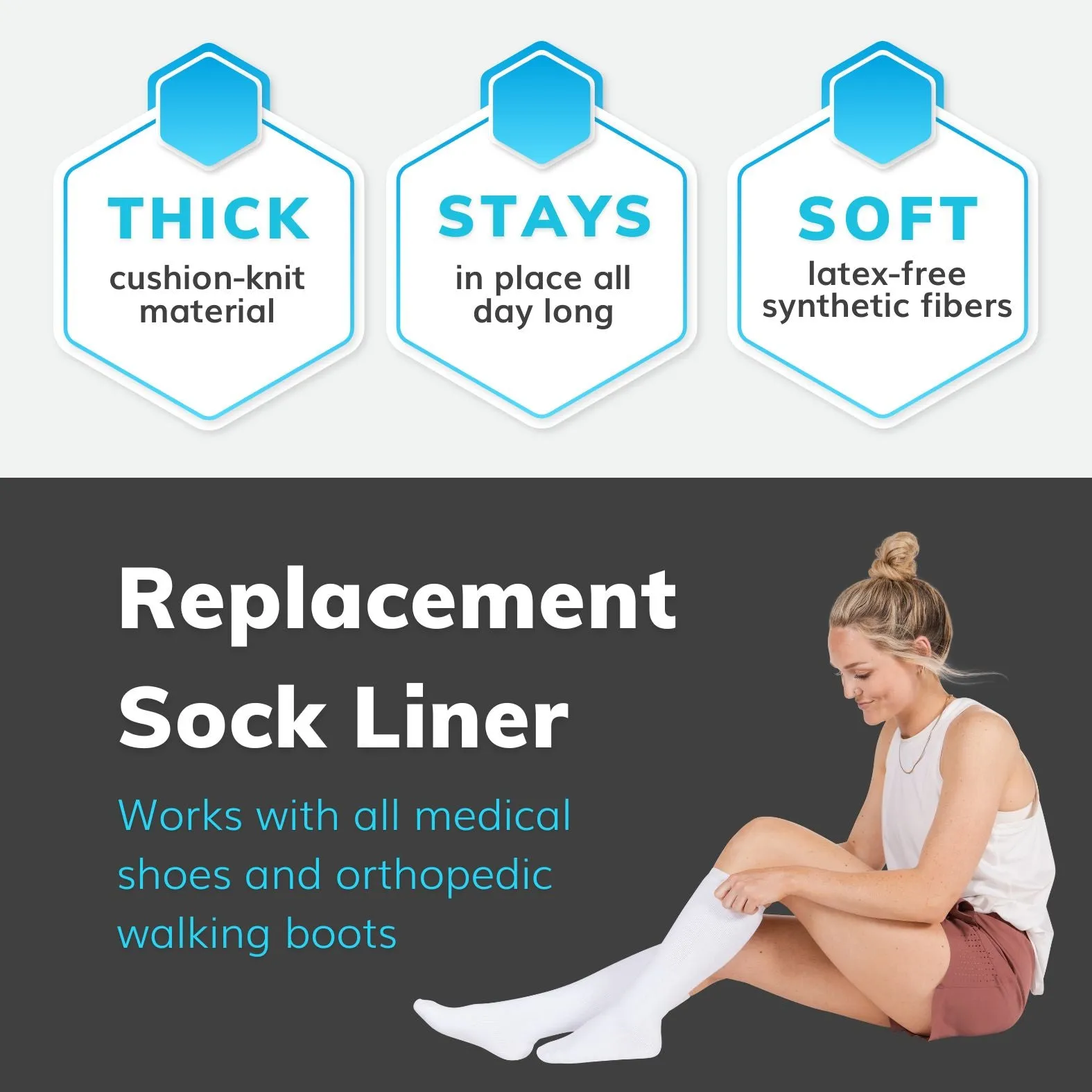 Orthopedic Boot Liner Sock | Men and Women’s Tube Cast Socks for Aircast Cam Walkers and Fracture Boots