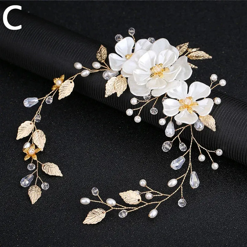 Pearl Crystal Wedding Hair Combs Tiara For Bride Rhinestone Flower Hairpins Bridal Headpiece Jewelry Hair Ornaments Accessories