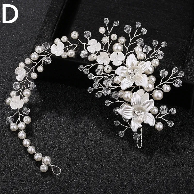 Pearl Crystal Wedding Hair Combs Tiara For Bride Rhinestone Flower Hairpins Bridal Headpiece Jewelry Hair Ornaments Accessories