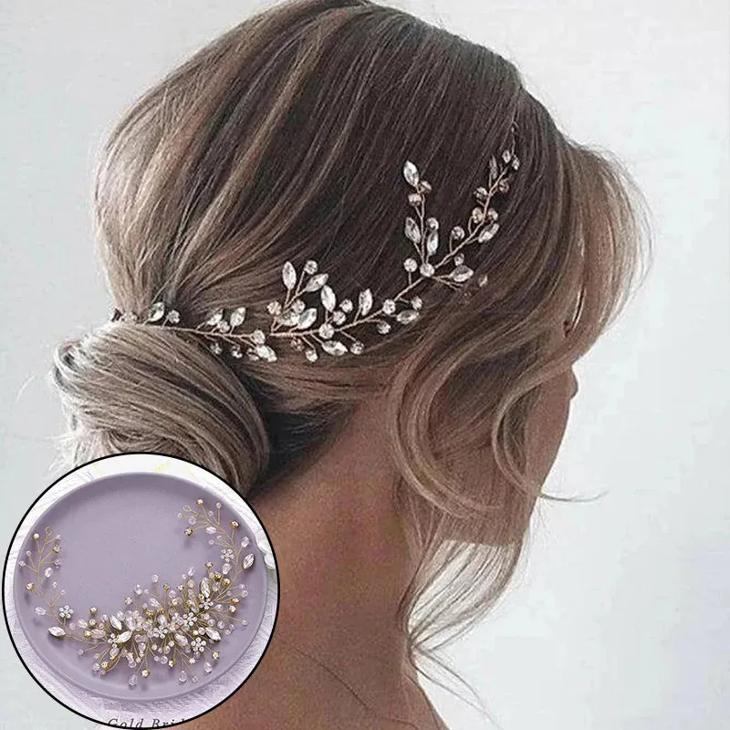 Pearl Crystal Wedding Hair Combs Tiara For Bride Rhinestone Flower Hairpins Bridal Headpiece Jewelry Hair Ornaments Accessories