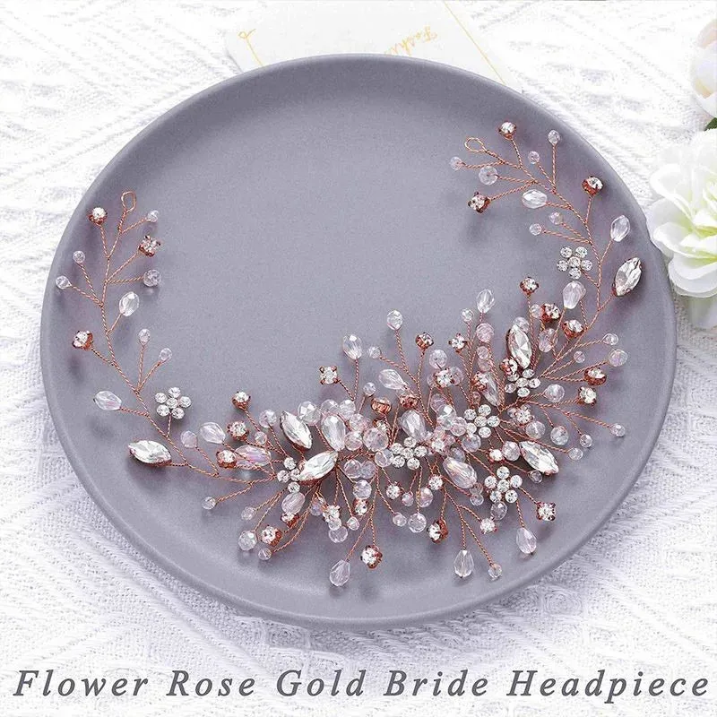 Pearl Crystal Wedding Hair Combs Tiara For Bride Rhinestone Flower Hairpins Bridal Headpiece Jewelry Hair Ornaments Accessories