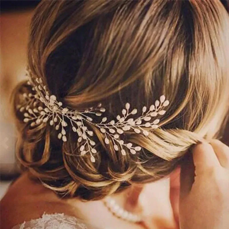 Pearl Crystal Wedding Hair Combs Tiara For Bride Rhinestone Flower Hairpins Bridal Headpiece Jewelry Hair Ornaments Accessories