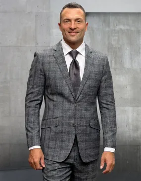 PIETRO 2 PC PLAID GRAY MODERN FIT SUIT