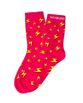 Pink Lightning Bolt Unisex Novelty Crew Socks