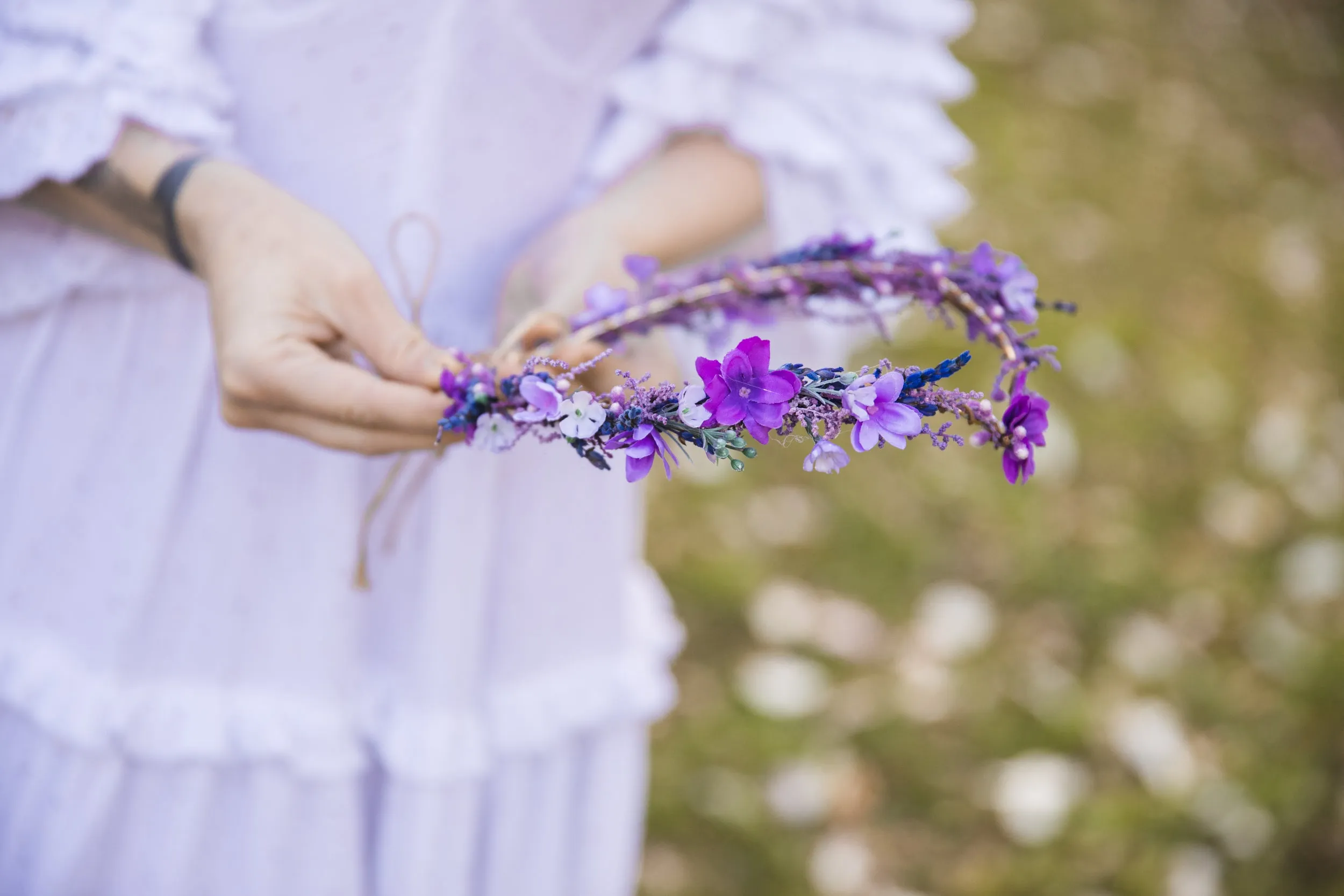 Purple flower elf tiara Lavender bridal elvish tiara Elf wedding headpiece Hair jewellery Elven photoshoot Natural fairy crown Magaela