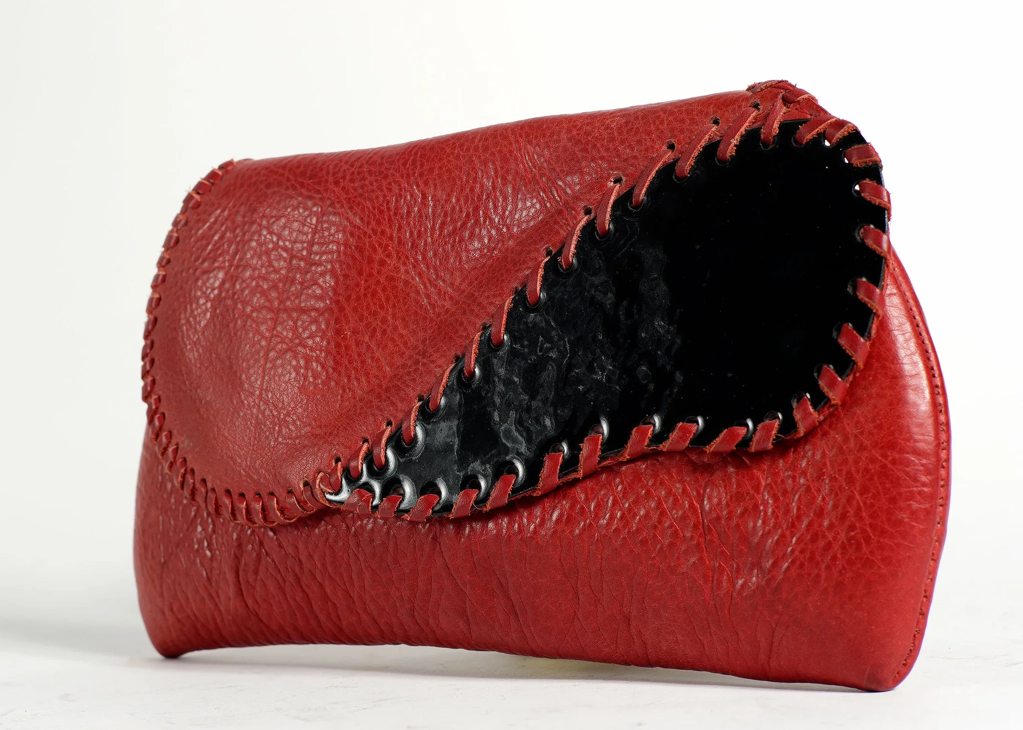 Red Leather Enamel Clutch