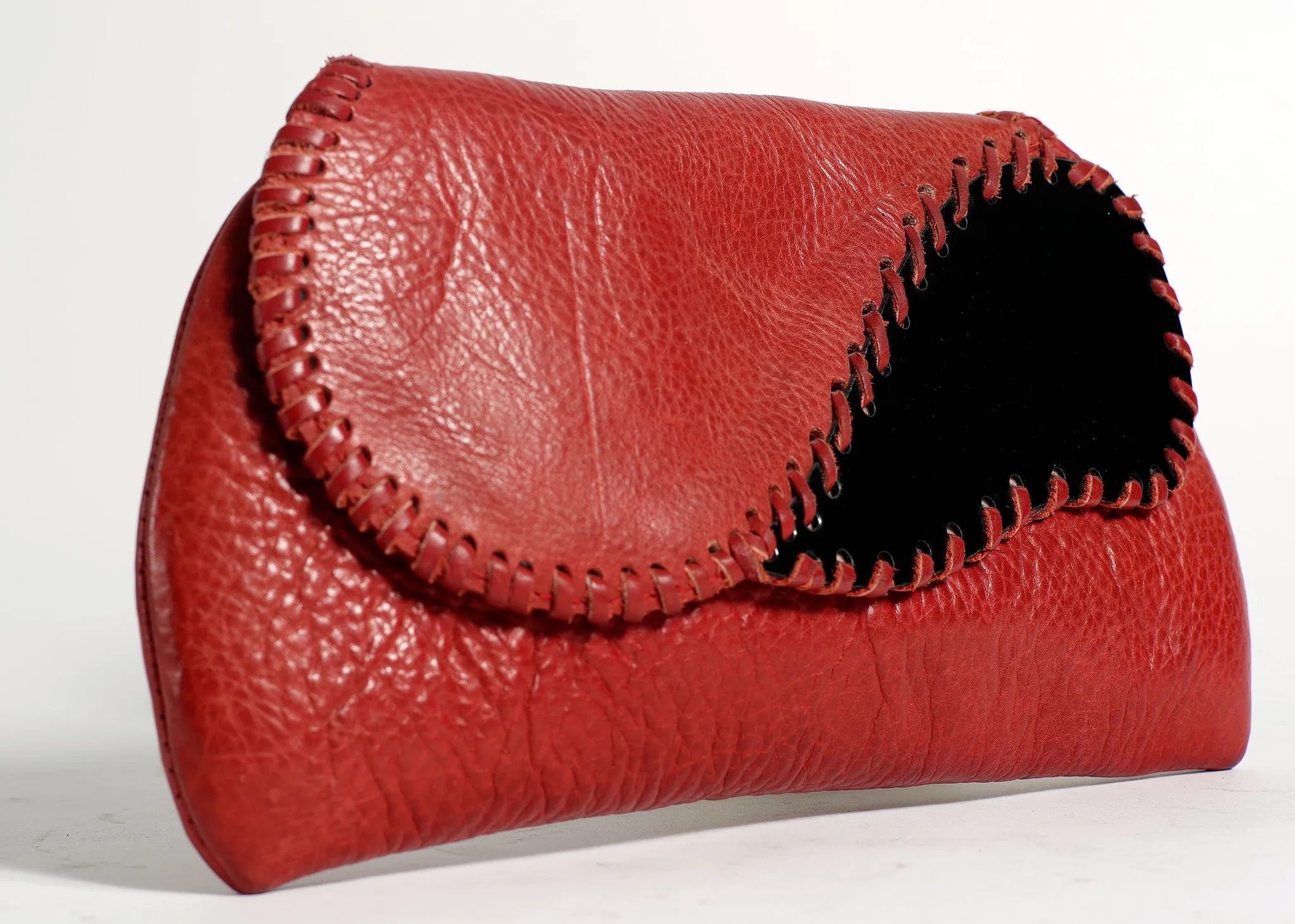 Red Leather Enamel Clutch