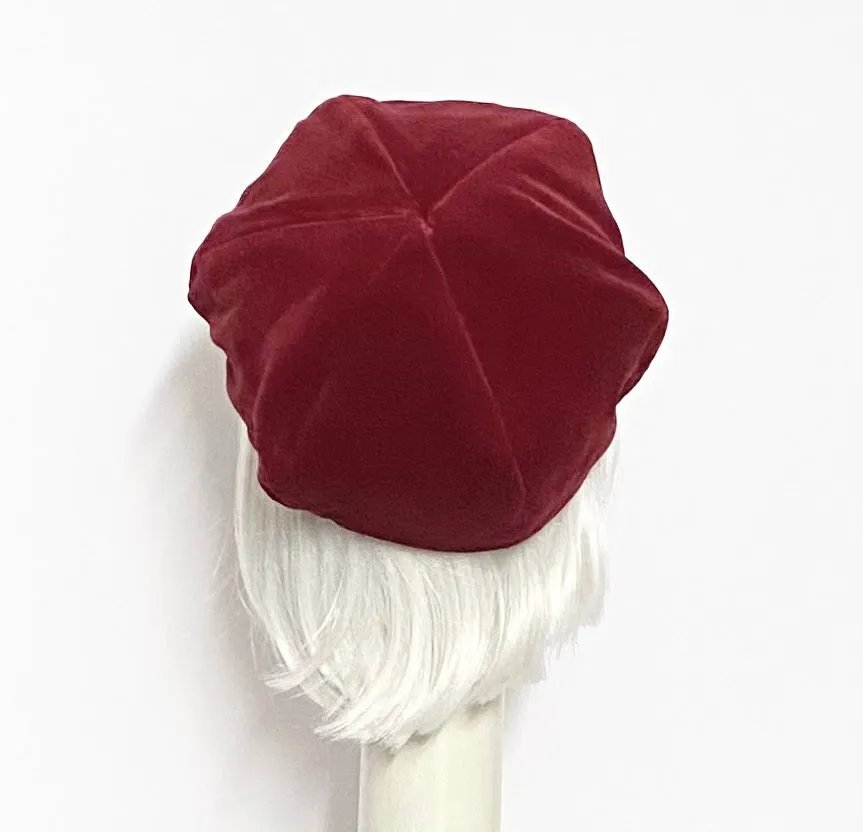 Red Velveteen Beret Hat