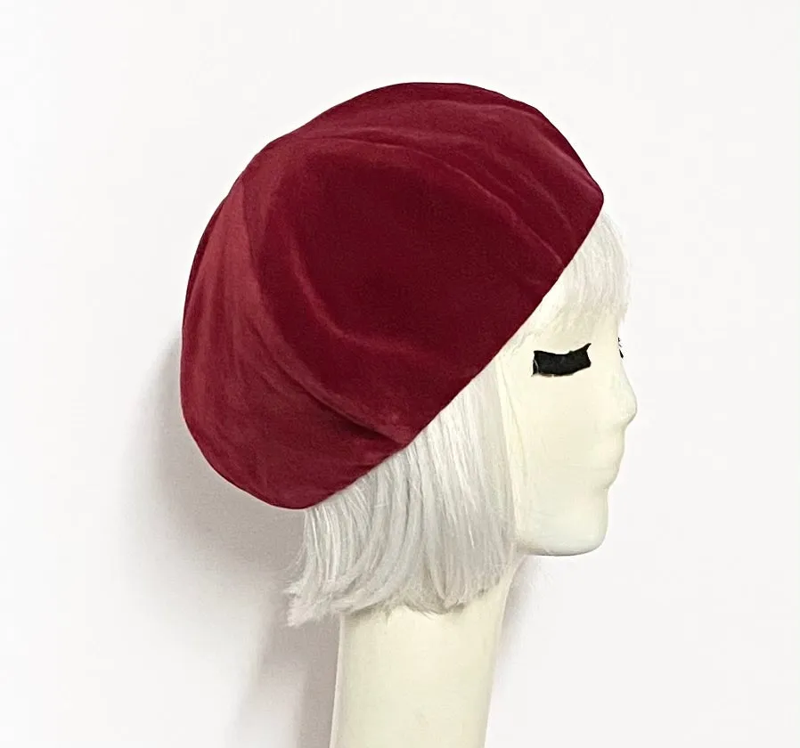 Red Velveteen Beret Hat