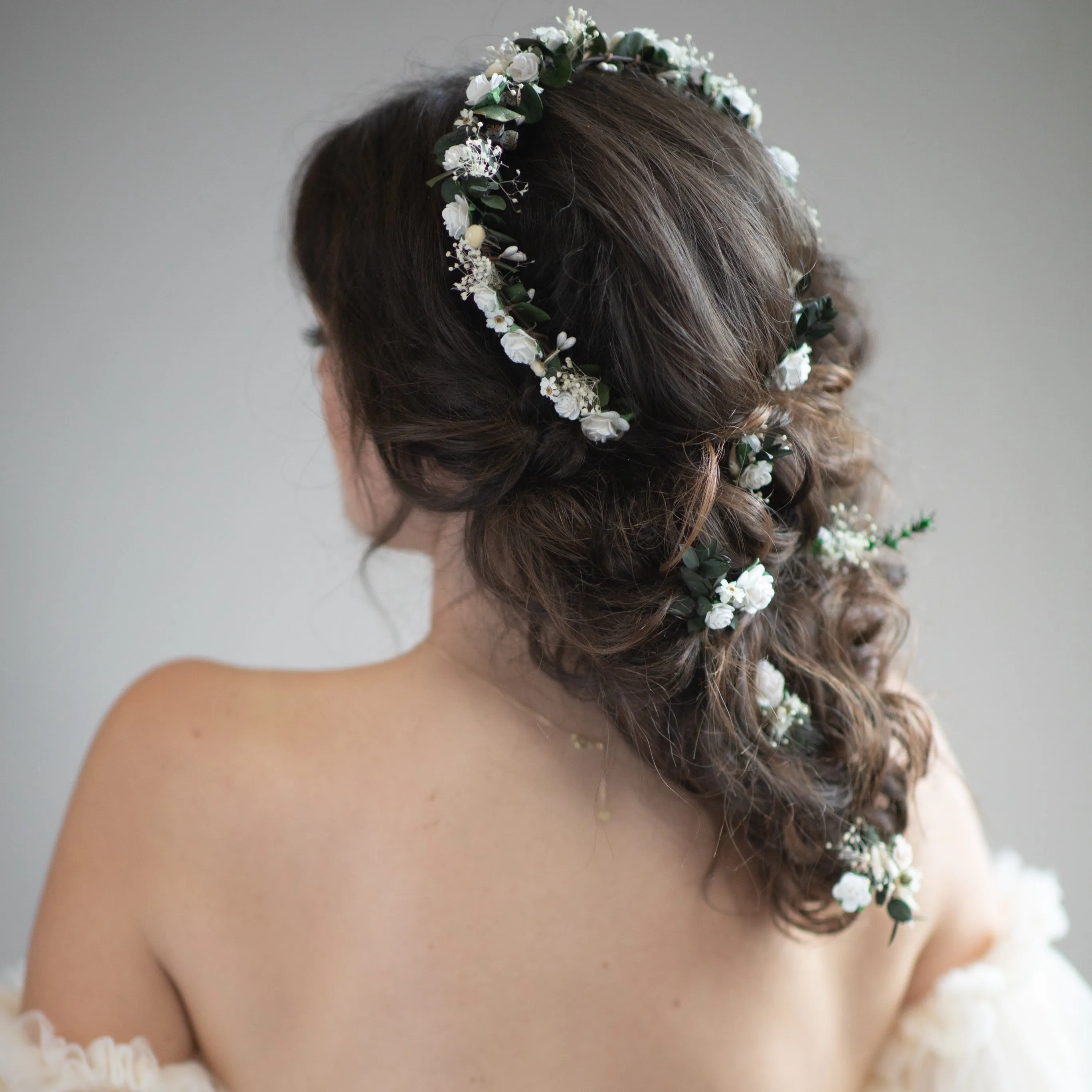 Romanic bridal half wreath and hairpins